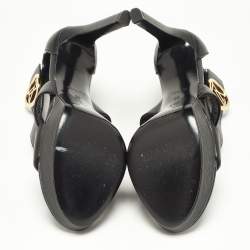 Pre Owned Louis Vuitton Black Leather Ankle Strap Sandals Size 39