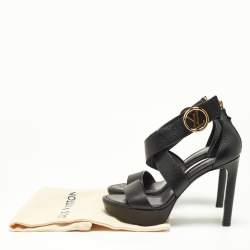 Pre Owned Louis Vuitton Black Leather Ankle Strap Sandals Size 39