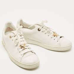 Louis Vuitton White Leather Frontrow Low Top Sneakers Size 37.5