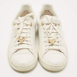 Louis Vuitton White Leather Frontrow Low Top Sneakers Size 37.5