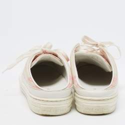 Louis Vuitton White Leather and Monogram Mesh Stellar Mules Sneakers Size 38