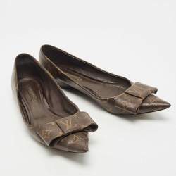 مملوكة مسبقًا Louis Vuitton Brown Monogram Canvas Louise Bow Ballet Flats Size 39.5