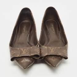 مملوكة مسبقًا Louis Vuitton Brown Monogram Canvas Louise Bow Ballet Flats Size 39.5