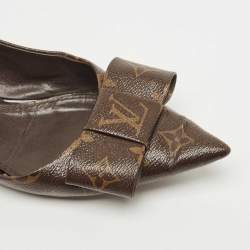 مملوكة مسبقًا Louis Vuitton Brown Monogram Canvas Louise Bow Ballet Flats Size 39.5