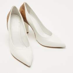 Louis Vuitton White/Brown Monogram Canvas and Leather Rodeo QueenP Pumps Size 37.5