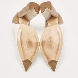 Louis Vuitton White/Brown Monogram Canvas and Leather Rodeo QueenP Pumps Size 37.5