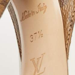 Louis Vuitton White/Brown Monogram Canvas and Leather Rodeo QueenP Pumps Size 37.5