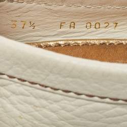 Pre Owned Louis Vuitton Cream Leather Oxford Loafers Size 37.5