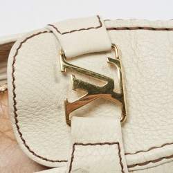 Pre Owned Louis Vuitton Cream Leather Oxford Loafers Size 37.5