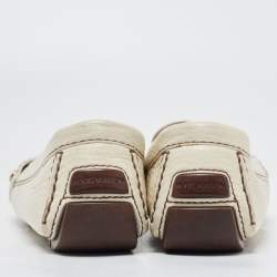 Pre Owned Louis Vuitton Cream Leather Oxford Loafers Size 37.5
