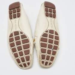 Pre Owned Louis Vuitton Cream Leather Oxford Loafers Size 37.5