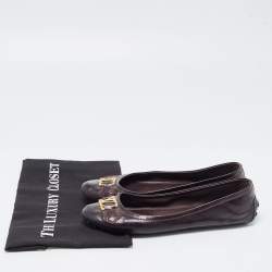 Pre Owned Louis Vuitton Burgundy Patent Oxford Loafers Size 37