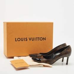 Pre Owned Louis Vuitton Brown Monogram Canvas and Patent Fetish Pumps Size 36