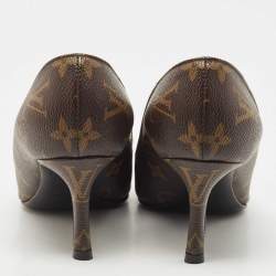 Pre Owned Louis Vuitton Brown Monogram Canvas and Patent Fetish Pumps Size 36