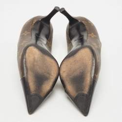 Pre Owned Louis Vuitton Brown Monogram Canvas and Patent Fetish Pumps Size 36