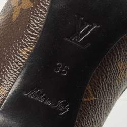 Pre Owned Louis Vuitton Brown Monogram Canvas and Patent Fetish Pumps Size 36