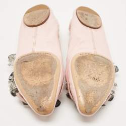 Louis Vuitton Pink Leather Embellished Ballet Flats Size 39.5