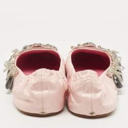 Louis Vuitton Pink Leather Embellished Ballet Flats Size 39.5