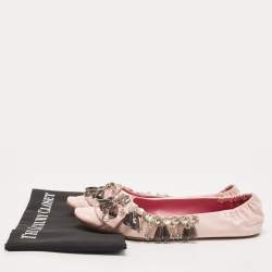 Louis Vuitton Pink Leather Embellished Ballet Flats Size 39.5