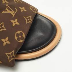 Louis Vuitton Brown Monogram Nylon Pool Pillow Comfort Flat Slides Size 39