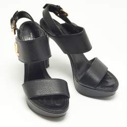مملوكة مسبقًا Louis Vuitton Black Leather Horizon Platform Sandals Size 37