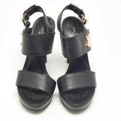 مملوكة مسبقًا Louis Vuitton Black Leather Horizon Platform Sandals Size 37