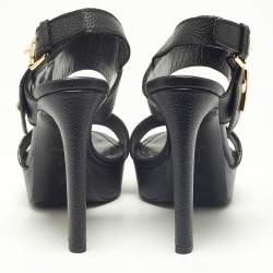 مملوكة مسبقًا Louis Vuitton Black Leather Horizon Platform Sandals Size 37