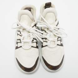 Louis Vuitton Off-White/Brown Mesh and Monogram Coated Canvas Archlight Low-Top Sneakers Size 37.5