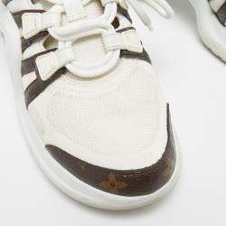 Louis Vuitton Off-White/Brown Mesh and Monogram Coated Canvas Archlight Low-Top Sneakers Size 37.5