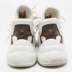 Louis Vuitton Off-White/Brown Mesh and Monogram Coated Canvas Archlight Low-Top Sneakers Size 37.5