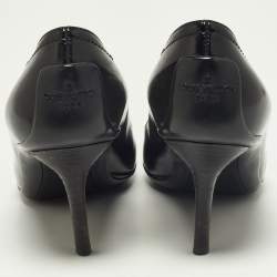 Pre Owned Louis Vuitton Black Leather Logo Pointed Toe Pumps Size 37