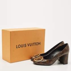 Louis Vuitton Brown Coated Canvas Madeleine Block Heel Pumps Size 38