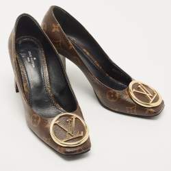 Louis Vuitton Brown Coated Canvas Madeleine Block Heel Pumps Size 38