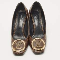 Louis Vuitton Brown Coated Canvas Madeleine Block Heel Pumps Size 38