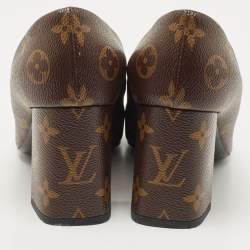 Louis Vuitton Brown Coated Canvas Madeleine Block Heel Pumps Size 38