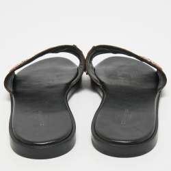 Louis Vuitton Brown Canvas Love Logo Slide Flats Size 38