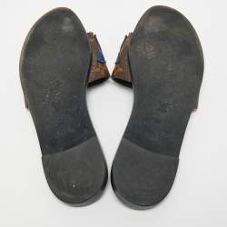 Louis Vuitton Brown Canvas Love Logo Slide Flats Size 38
