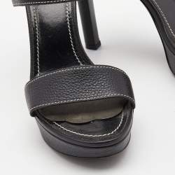 Louis Vuitton Black Leather Ankle Strap Sandals Size 38