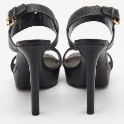 Louis Vuitton Black Leather Ankle Strap Sandals Size 38