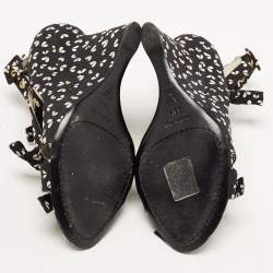 Louis Vuitton Black Canvas  Bow Ankle Strap Sandals Size 38.5