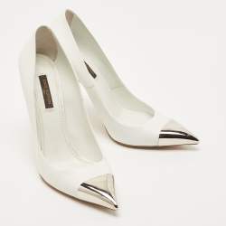 مملوكة مسبقًا Louis Vuitton White Leather Pointed Toe Pumps Size 37.5