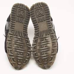Louis Vuitton Black/Brown Suede And Monogram Canvas Run Away Low Top Sneakers Size 37.5