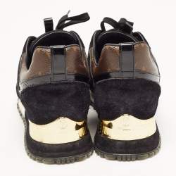 Louis Vuitton Black/Brown Suede And Monogram Canvas Run Away Low Top Sneakers Size 37.5