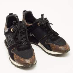 Louis Vuitton Black/Brown Suede And Monogram Canvas Run Away Low Top Sneakers Size 37.5