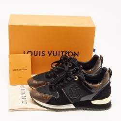 Louis Vuitton Black/Brown Suede And Monogram Canvas Run Away Low Top Sneakers Size 37.5
