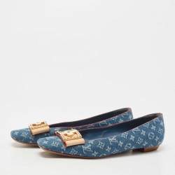 Louis Vuitton Blue Monogram Denim Ballet Flats Size 38