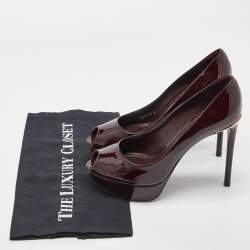 Pre Owned Louis Vuitton Burgundy Patent Leather Eyeline Pumps Size 36