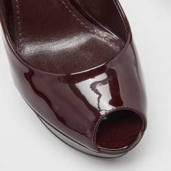 Pre Owned Louis Vuitton Burgundy Patent Leather Eyeline Pumps Size 36