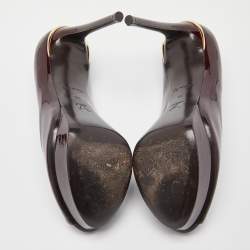 Pre Owned Louis Vuitton Burgundy Patent Leather Eyeline Pumps Size 36