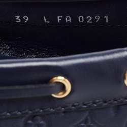 مملوكة مسبقًا Louis Vuitton Navy Blue Leather Gloria Bow Slip On Loafers Size 39